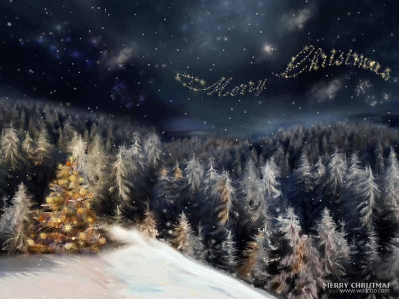 Decorated Christmas Tree — Dark Blue