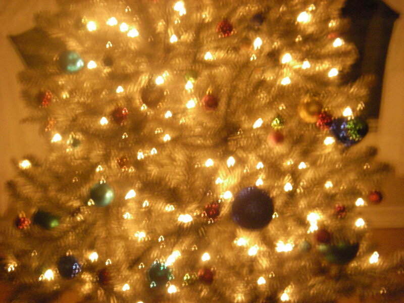 Decorated Christmas Tree — Gold, Festive, Night, Photograph