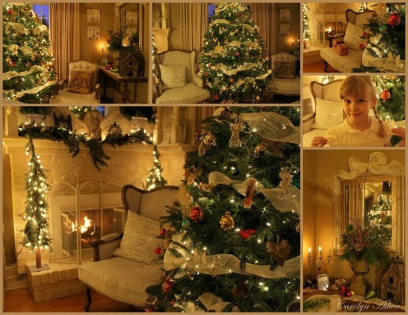 Decorated Christmas Tree — Green, Cozy, Night, Photograph, Fireplace, Child