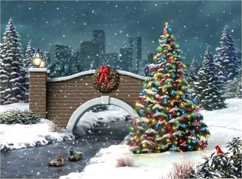 Decorated Christmas Tree — Green, Festive, Night, Digital Art, Wreath