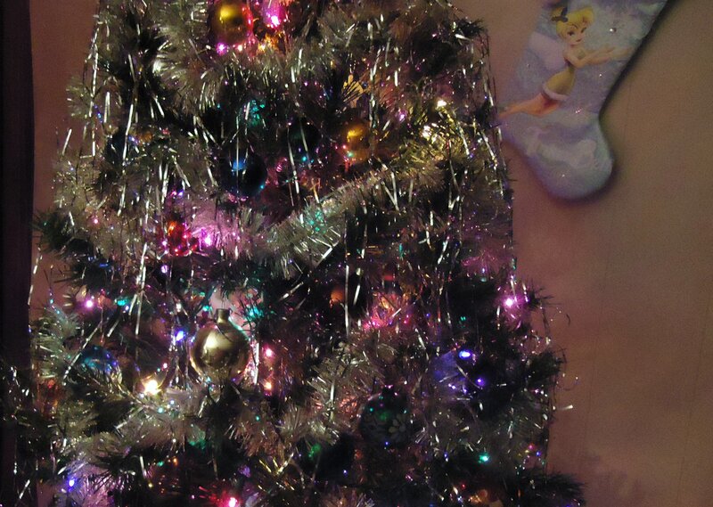Decorated Christmas Tree — Green, Festive, Night, Photograph, Stocking