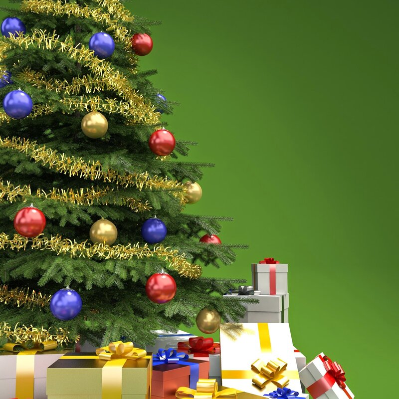 Decorated Christmas Tree — Green, Festive, Winter, 3d Render, Gifts