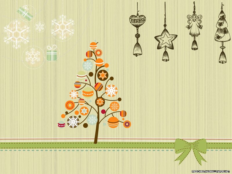 Decorated Christmas Tree — Green, Festive, Winter, Illustration, Ornaments