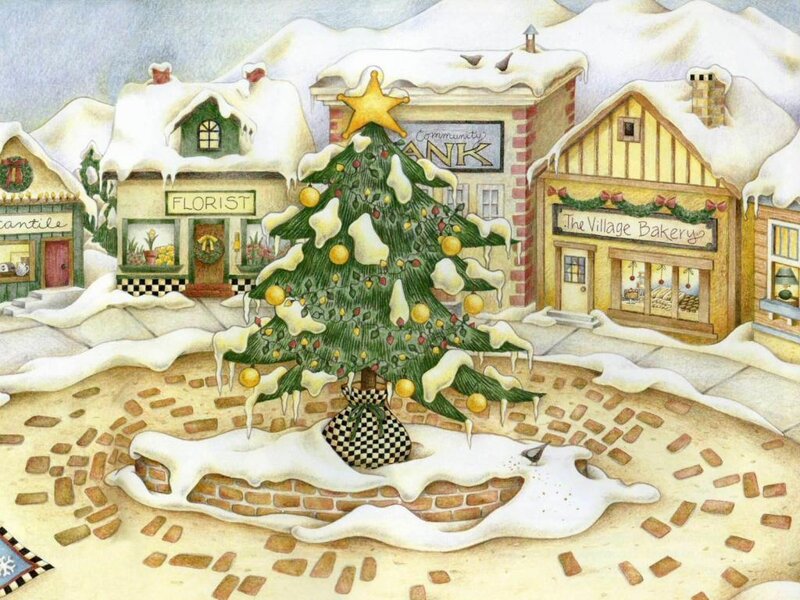 Decorated Christmas Tree — Green, Festive, Winter, Illustration