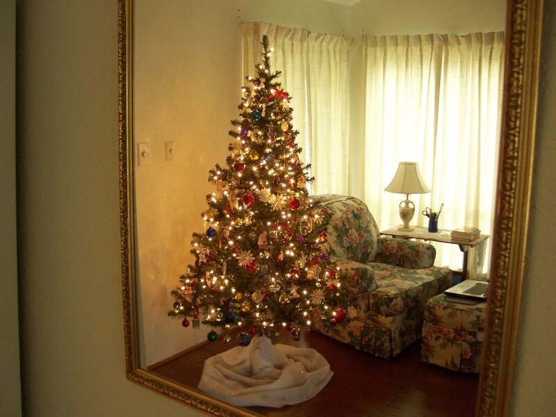 Decorated Christmas Tree — Green, Festive, Winter, Photograph, Armchair