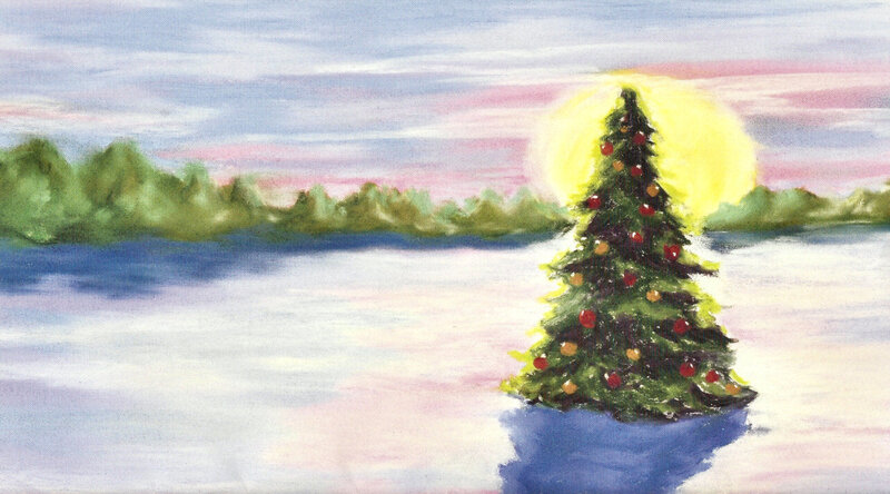 Decorated Christmas Tree — Green, Serene, Sunset