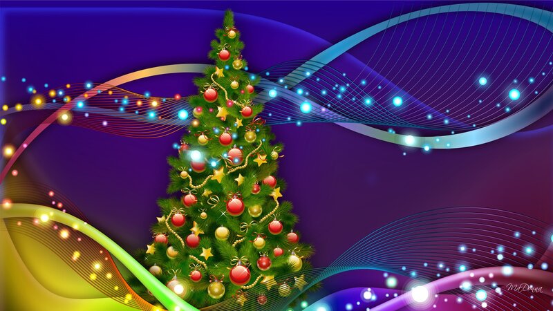 Decorated Christmas Tree — Purple, Festive