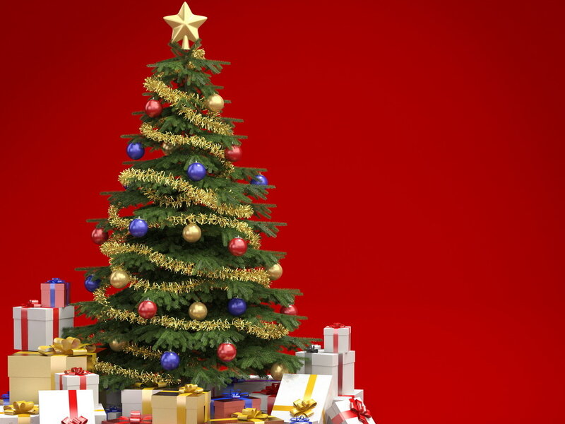 Decorated Christmas Tree — Red, Festive, Winter, 3d Render
