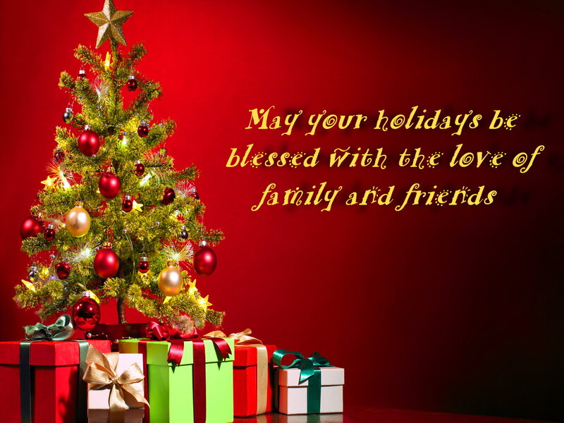 Decorated Christmas Tree — Red, Festive, Winter, Photograph, Gift Boxes