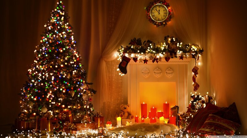 Decorated Christmas Tree — White, Cozy, Night