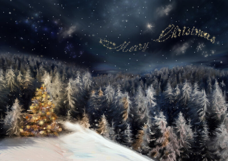 Decorated Christmas Tree — White, Serene