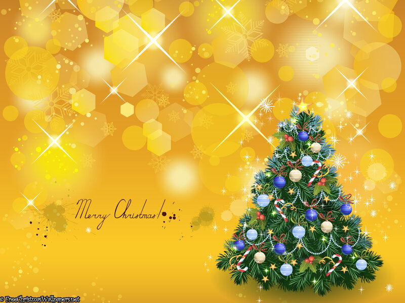 Decorated Christmas Tree — Yellow, Festive