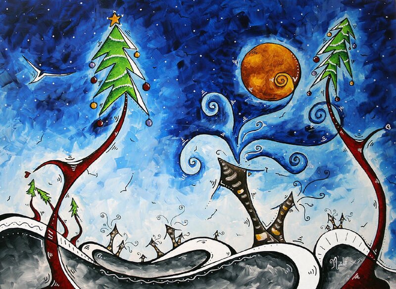 Decorated Christmas Trees — Blue, Dreamy
