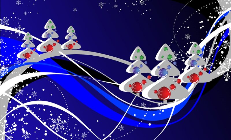 Decorated Christmas Trees — Blue, Festive, Winter
