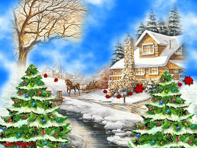 Decorated Christmas Trees — Blue