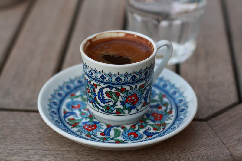 Decorated Coffee Cup — White
