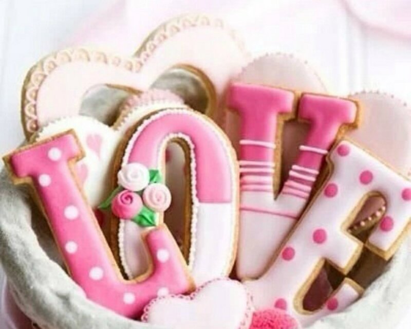 Decorated Cookies in Basket