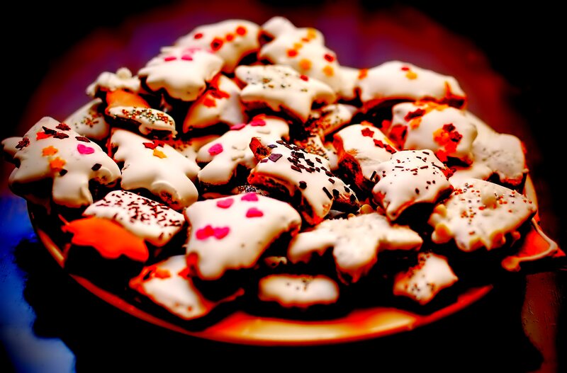 Decorated Cookies on Plate — White