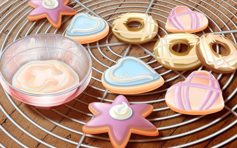 Decorated Cookies on Rack — Pink
