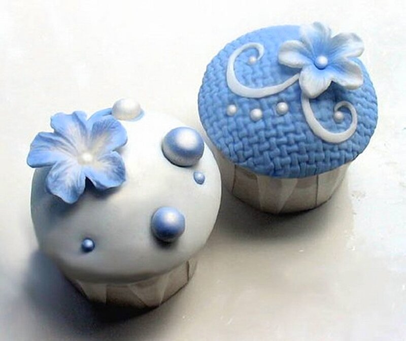 Decorated Cupcakes — Blue
