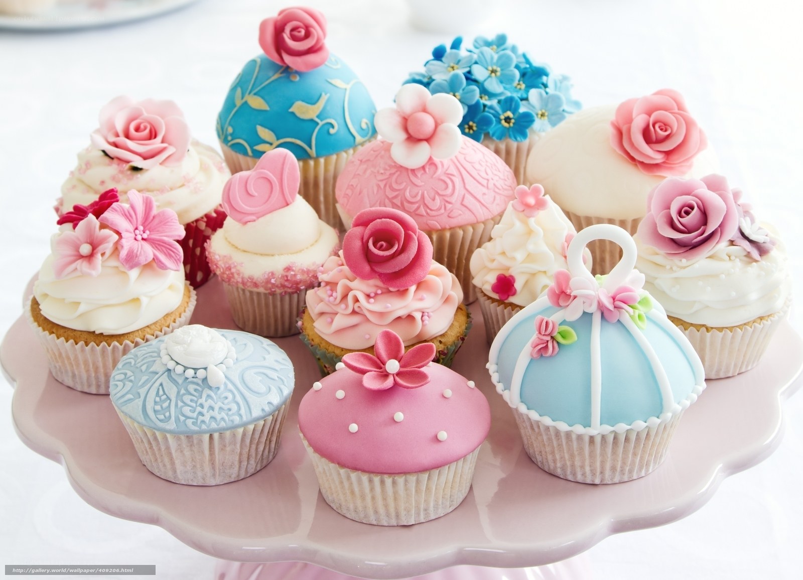 Decorated cupcakes on a platter