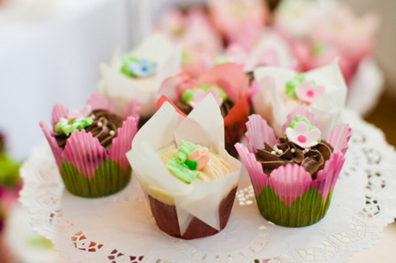 Decorated Cupcakes on Doily