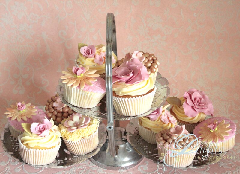 Decorated Cupcakes on Stand