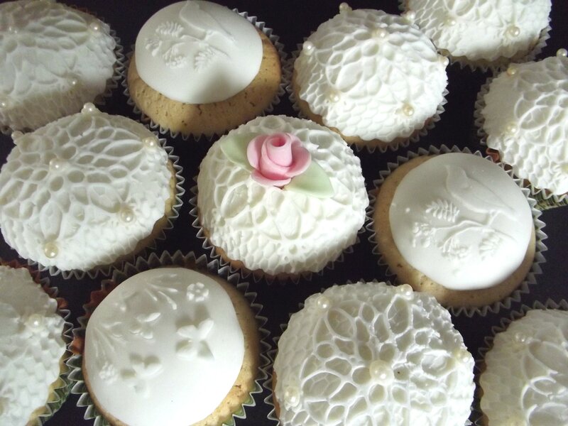 Decorated Cupcakes — White, Elegant, Photograph