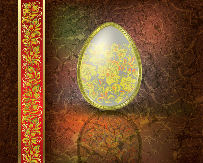 Decorated Easter Egg — Brown, Ornate