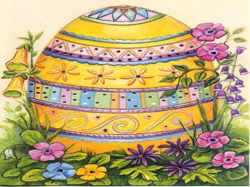 Decorated Easter Egg — Yellow, Festive, Spring