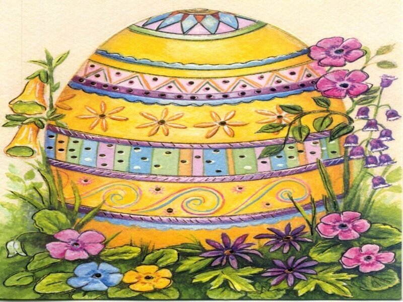 Decorated Easter Egg — Yellow
