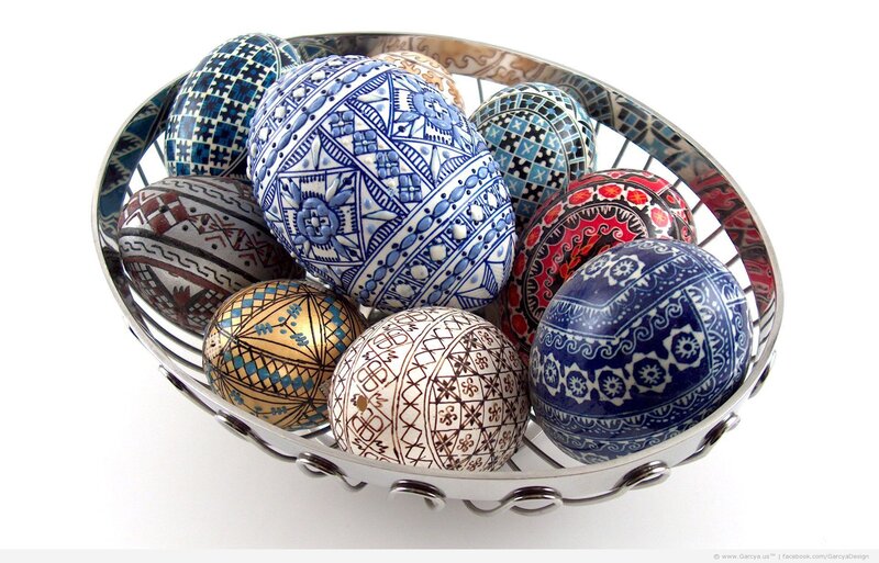 Decorated Easter Eggs — Blue, Festive, Photograph, Basket, Patterns