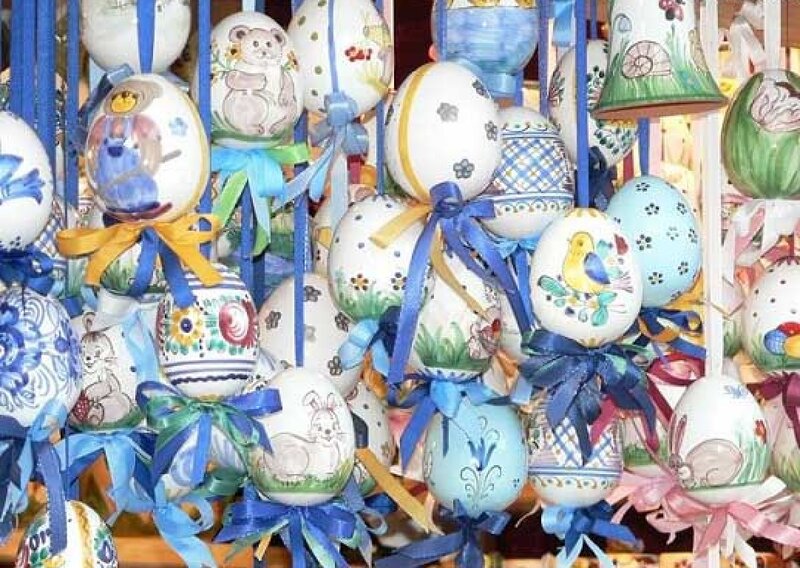 Decorated Easter Eggs — Blue, Festive, Photograph, Ribbons