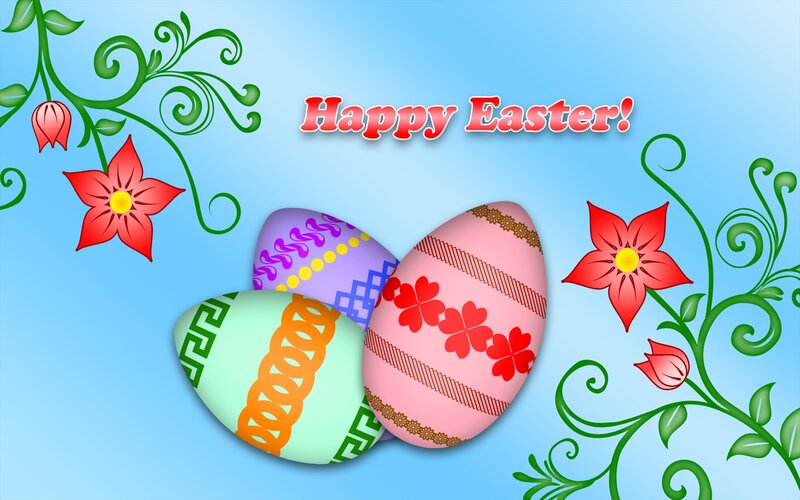 Decorated Easter Eggs — Blue, Festive, Spring, Digital Art, Flowers, Vines