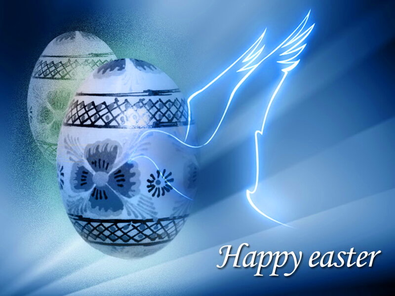 Decorated Easter Eggs — Blue, Serene, Digital Art