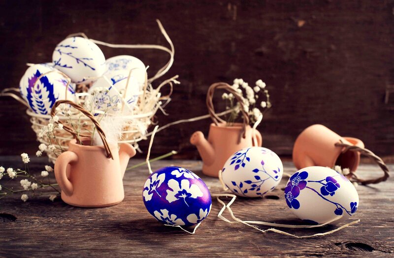 Decorated Easter Eggs — Blue, Serene, Photograph