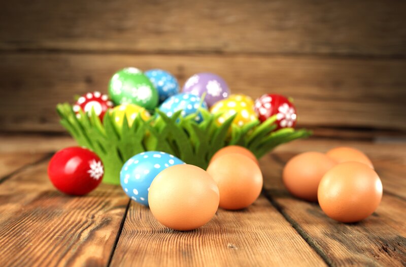 Decorated Easter Eggs — Brown, Festive, Photograph, Basket