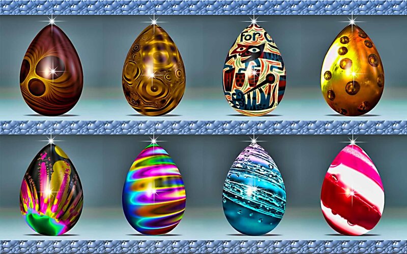 Decorated Easter Eggs — Gold, Festive, Digital Art