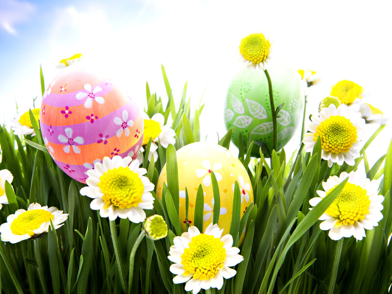 Decorated Easter Eggs — Green, Bright