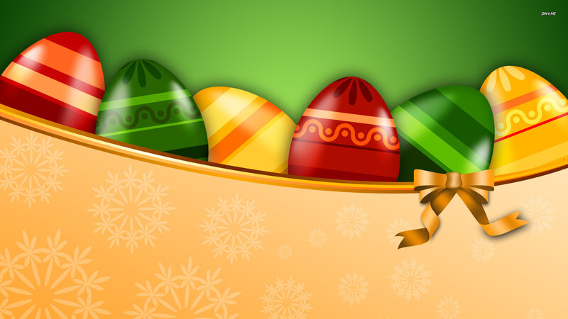 Decorated Easter Eggs — Green, Festive, Digital Art, Bow