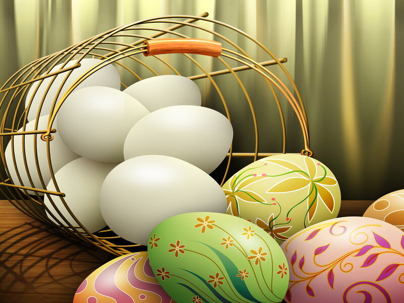 Decorated Easter Eggs — Green, Festive, Digital Art