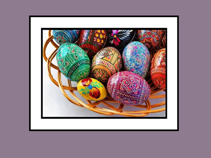 Decorated Easter Eggs — Green, Festive, Photograph, Basket, Painted