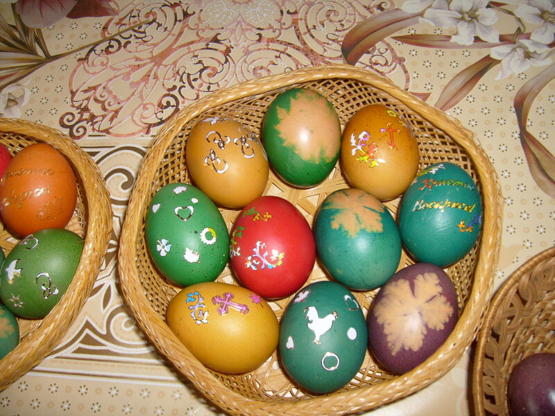 Decorated Easter Eggs — Green, Festive, Photograph, Basket