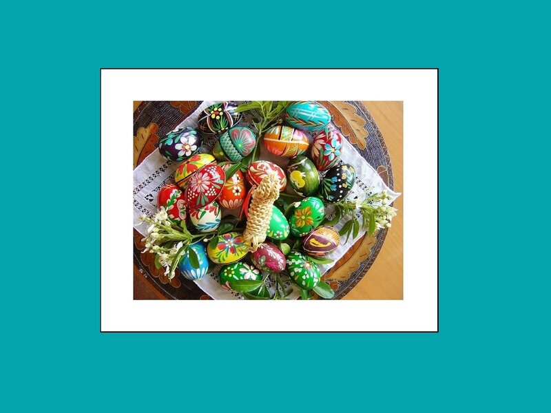 Decorated Easter Eggs — Green, Festive, Photograph, Flowers