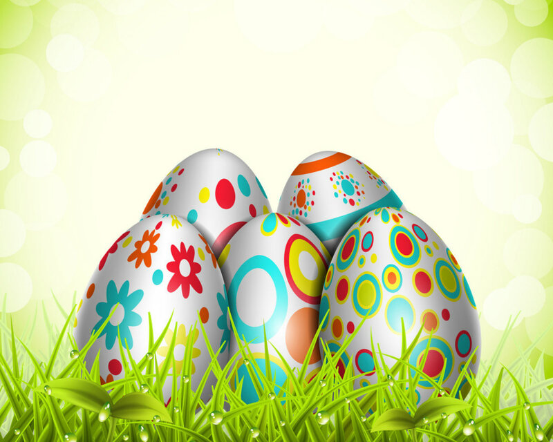 Decorated Easter Eggs — Green, Festive, Spring, Digital Art, Grass