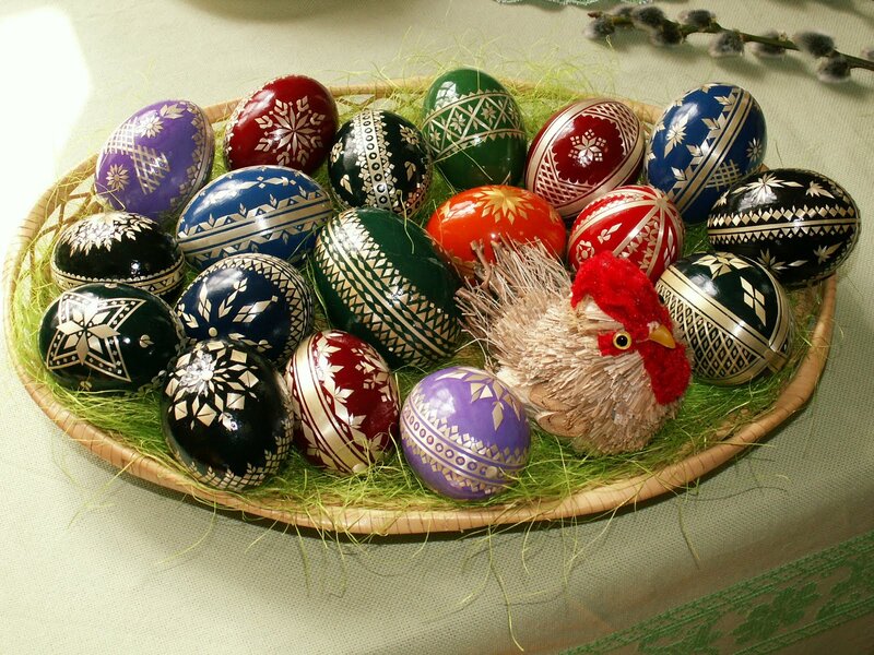 Decorated Easter Eggs — Green, Festive, Spring, Photograph, Basket