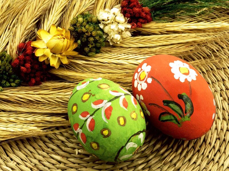 Decorated Easter Eggs — Green, Festive, Spring, Photograph, Flowers