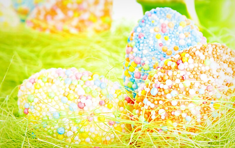 Decorated Easter Eggs — Green, Festive, Spring, Photograph, Grass, Sprinkles