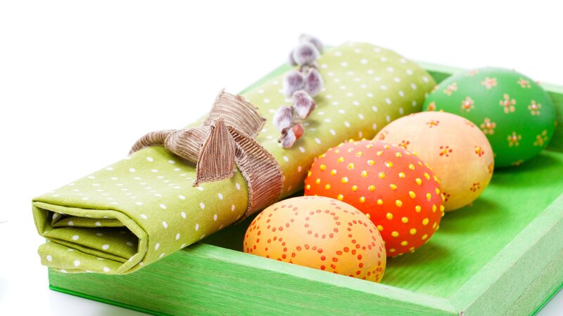 Decorated Easter Eggs — Green, Festive, Spring, Photograph, Napkin
