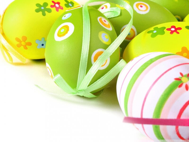 Decorated Easter Eggs — Green, Festive, Spring, Photograph, Ribbons, Flowers